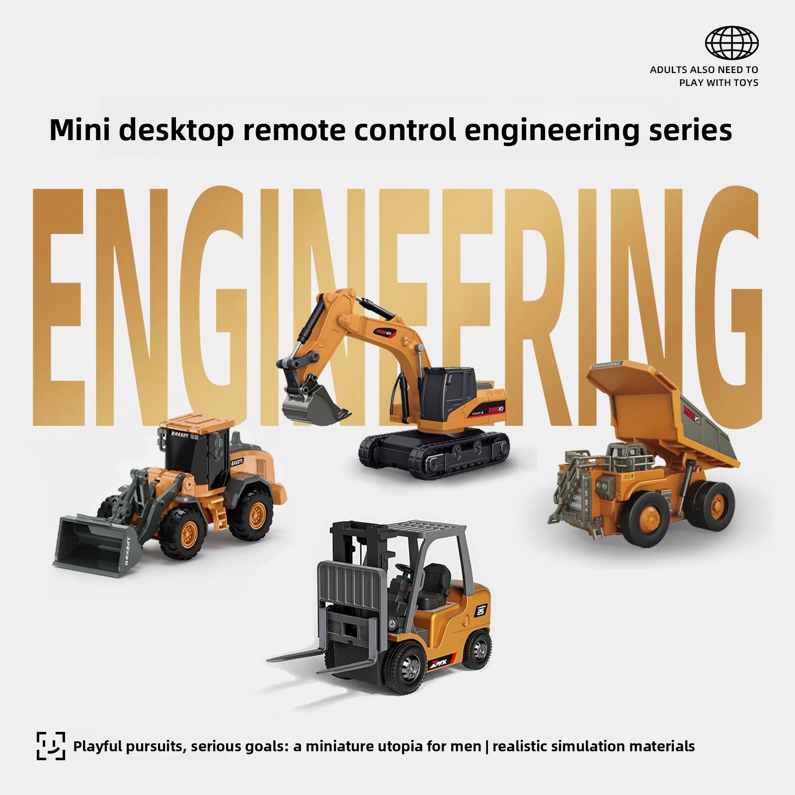 Heavy Equipment Vehicles - 1:64 금속 RC 엔지니어링 자동차 세트,